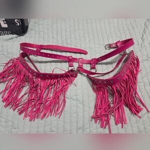 Pink womens tassle cowgirl belt